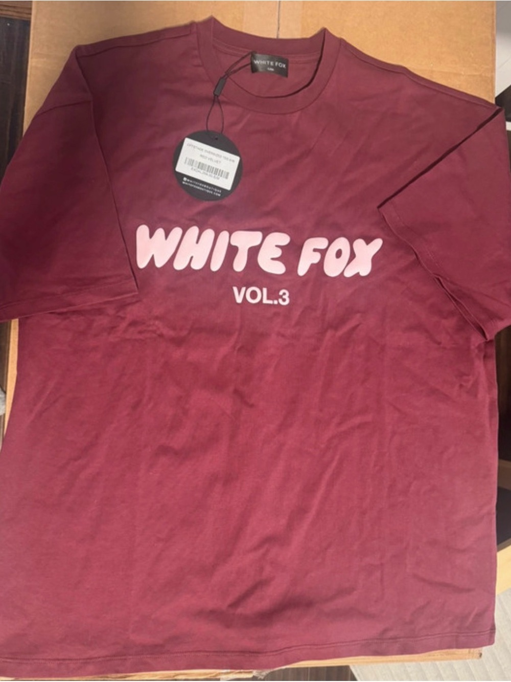 White Fox Boutique Burgundy Short Sleeve "WHITE FOX VOL.3" Tee